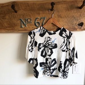 Zara cropped floral blouse